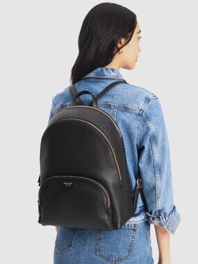 New Kate Spade Hudson Large Backpack Pebble Leather Black